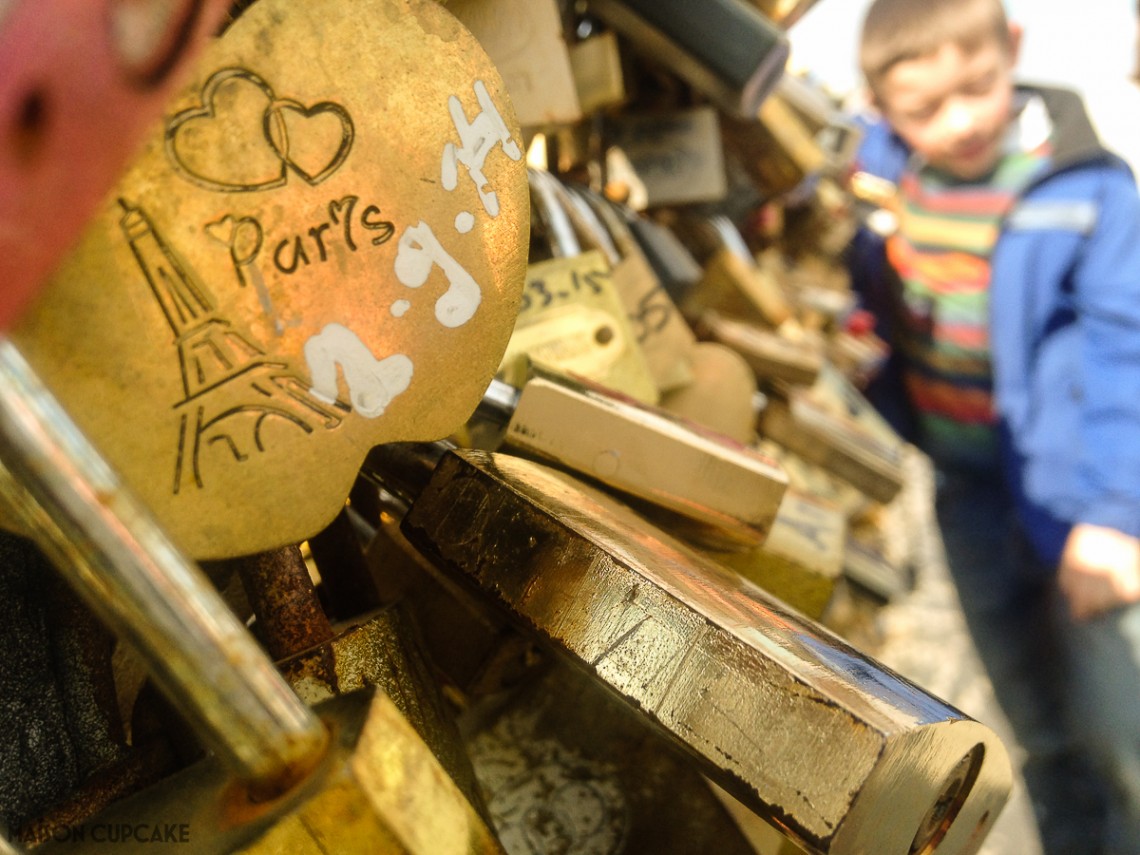 Love locks on bridge Pont des Arts Paris