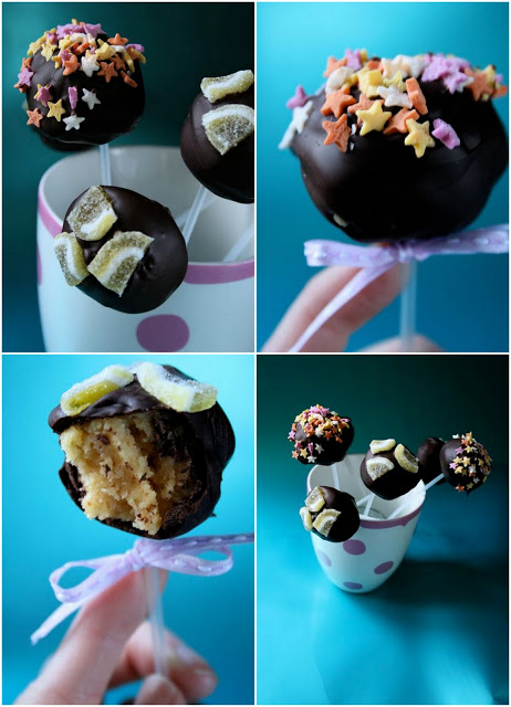 Lemon Cake Pops with Dark Chocolate