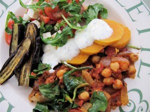 Ottolenghi Chickpeas, Sweet Potato and Lemon Garlic Yoghurt