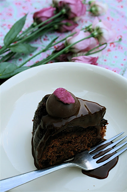 Strawberry Chocolate Cake with Rose Ganache