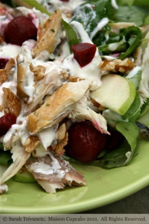 Mackerel Salad with Beetroot, Apple, Walnut