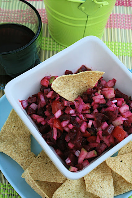Beetroot salsa recipe with tortilla chips