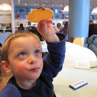 Ted holds carluccios wafer