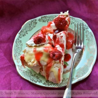 Rhubarb Raspberry Pavlova with White Chocolate