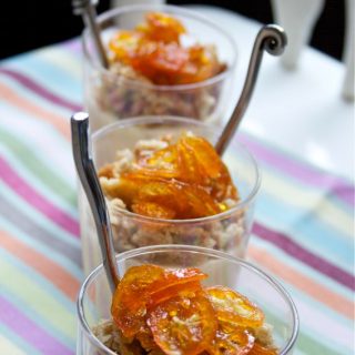 Orange Pannacotta Crumble Pots with Candied Kumquat