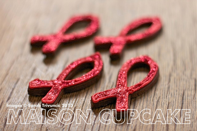 Red Ribbon Glitter Cookies for World AIDS Day fundraisers via development.maisoncupcake.com #HIV #AIDS #charity