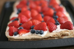 Strawberry Meringue Pudding