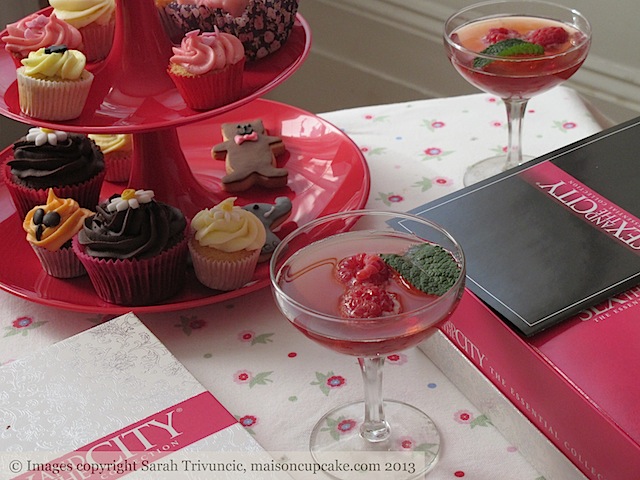 Imagery created for Sponsored Post for Money Supermarket Big Night In campaign 2013 on Maison Cupcake, mini cupcakes and cocktails and Sex and the City box set.