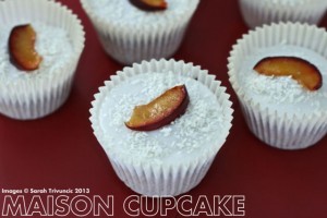 Plum Cupcakes with Coconut Icing