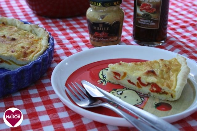 Easy quiche using Maille mustard in filling via development.maisoncupcake.com #tarts #pastry #peppers #recipes