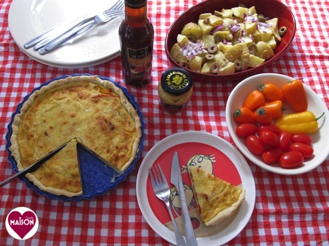 Easy quiche using Maille mustard in filling via development.maisoncupcake.com #tarts #pastry #peppers #recipes