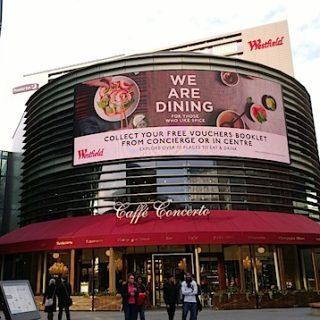 Westfield Stratford - view of Caffe Concerto