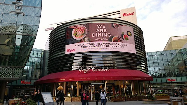 Westfield Stratford - view of Caffe Concerto