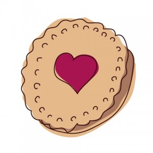 Biscuit Illustration reminiscent of a Jammie Dodger