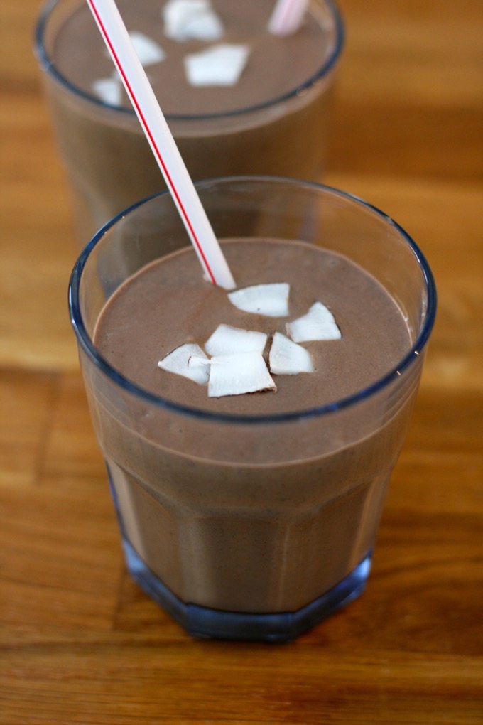 Dairy Free Chocolate Smoothie With Pumpkin Seed Butter made with reduced fat coconut milk and oats for a filling breakfast drink to start your day