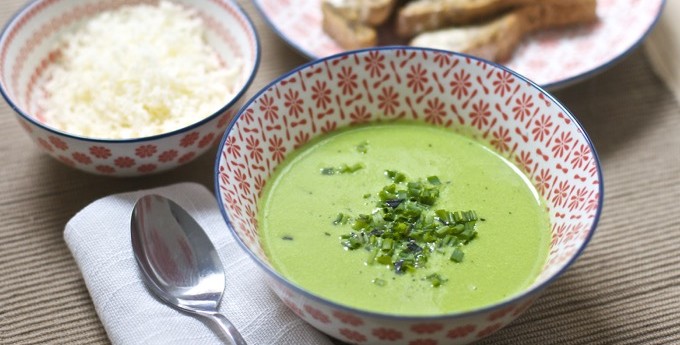 vitamix pea soup with cheese and chives recipe