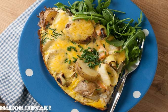 Smoked salmon frittata with Regis Stone frying pan