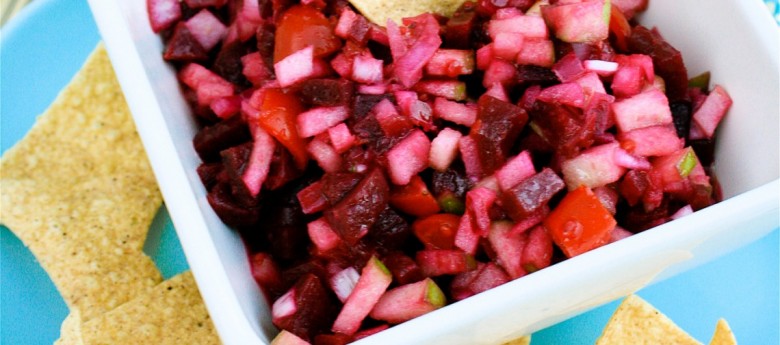 Beetroot Salsa Tortilla Dip with Bramley apple for summer parties at development.maisoncupcake.com