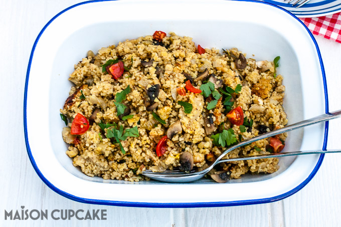 Garlic mushroom couscous in Redmond Multicooker finished recipe at development.maisoncupcake.com