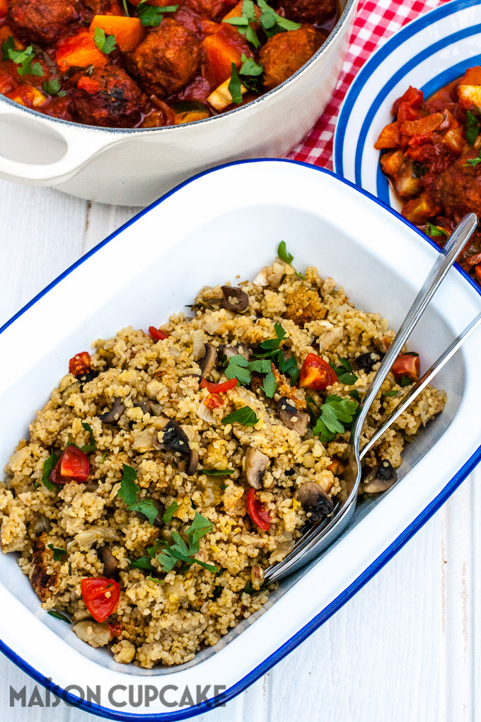 Mushroom couscous in Redmond Multicooker finished recipe at development.maisoncupcake.com 