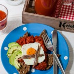 Rye toast with bloody mary topping - easy brunch dish