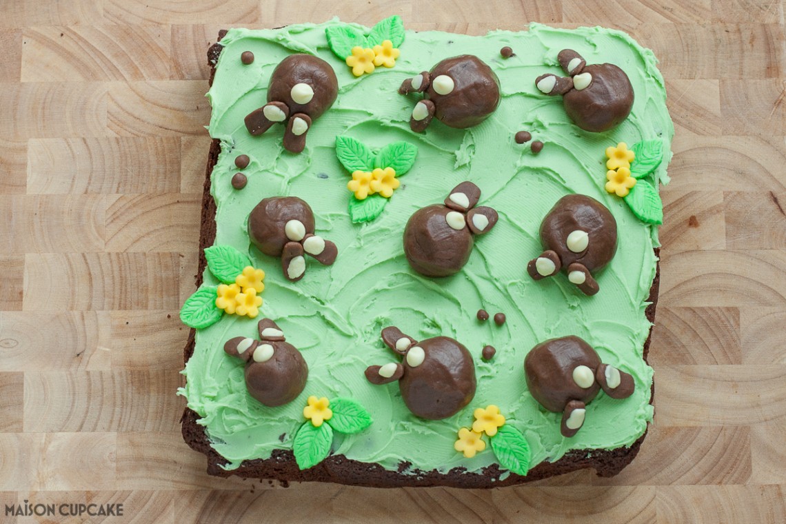 Easter Chocolate Bunny Bum Cake Step by Step pics