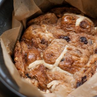 Recipe for Slow Cooker Bread Pudding With Hot Cross Buns - easy Easter recipe - takes just five mins prep then two hours in slow cooker