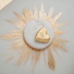 First Communion Cake with simple gold heart decoration