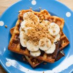 Make these Belgian speculoos waffles with banana and chocolate for a fun weekend breakfast or dessert - ready in under ten minutes and a gluten free recipe too.