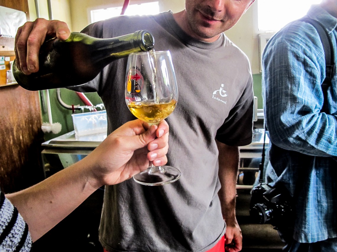 This is vin jaune, a sweet yellow wine from the Franche Comte region perfect to enjoy with Comte cheese